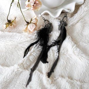 🎉 BLACK feather earrings
